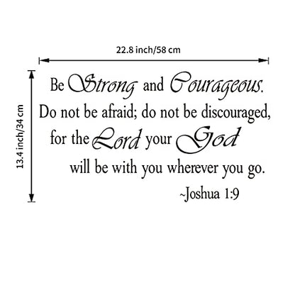 Inspirational Quotes Wall Decal, Be Strong and Courageous Vinyl Art Letters Wall Decor, Scripture Faith Sayings Words Wall Sticker Religious Bible Prayer Verse Motto Sticker for Living Room Church