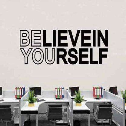 Motivational Quotes Wall Decals for Gym: Office Inspirational Positive Vinyl Art Wall Stickers for Garage Classroom School Home Wall Decor - Believein Yourself 23" X 9"