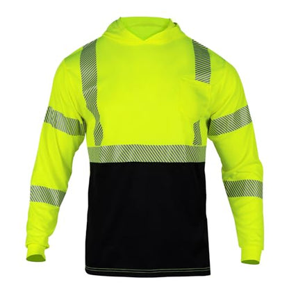 VENDACE 3pcs Safety Reflective High Visibility Long Sleeve ANSI Class 3 Hi Vis Construction Work T Shirts for Men with Hood