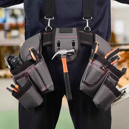 Professional Tool Belt for Men,Tool Belts with Suspenders,Magnetic Tool Pouch, Adjustable Utility Belt Tools Organizer, Heavy Duty Construction Work Bags Tool Pouch for Electrician, Carpenter