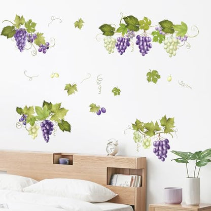 Supzone Green Vine Leaves Wall Decals, Summer Grape Vine Branches Wall Stickers, Peel and Stick Vinyl Wall Art Decor for Living Room Bedroom Furniture Cabinet Decor