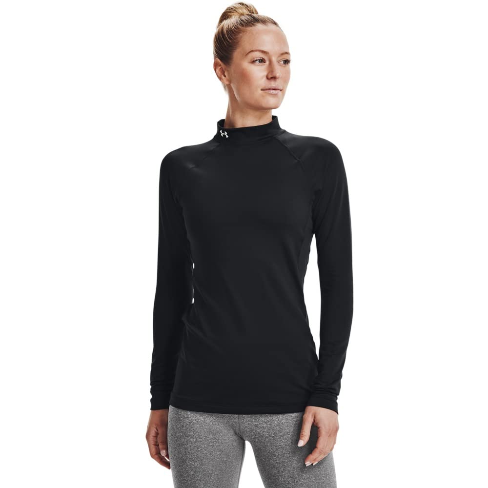 Under Armour Womens Authentics Mock Neck T-Shirt, Black (001)/White, X-Small