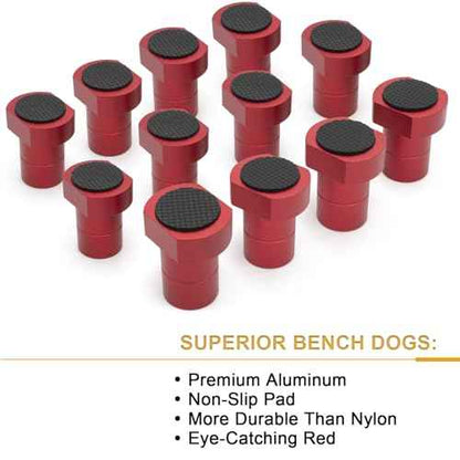 12-Pack 20mm/0.787'' Bench Dogs,Non-Slip Bench Dog Clamp Aluminum Alloy Table Stops for MFT Workbenches, Fits 0.787" Dog Holes - Professional Woodworking & DIY Accessories