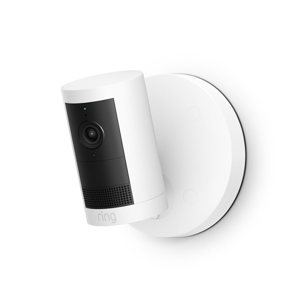 Introducing Ring Outdoor Cam Plus, Battery — Wide-Angle 2K Video with Ring Vision, Low-Light Sight for full-color night vision, Mount-Anywhere Versatility, White