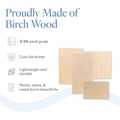 6 mm Baltic Birch Plywood 1/4 x 12 x 12 Inch, Box of 24 B/BB Grade Craft Wood, Stronger Than Basswood Sheets, for Laser, CNC Cutting and Wood Burning, by Woodpeckers