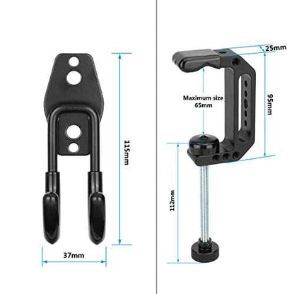 CAMVATE Heavy Duty Wall Hanging Hook for Tool Storage + Extended Super C Clamp with 1/4" & 3/8" Mounting Points - 3091