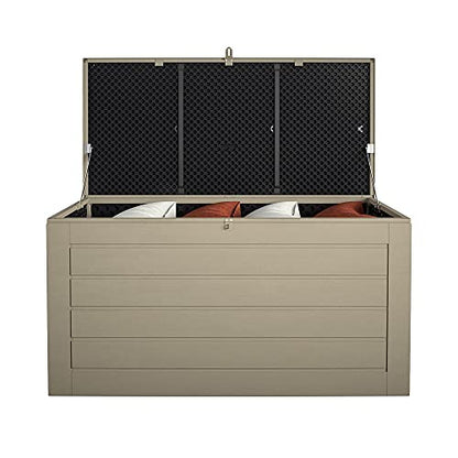 Cosco Outdoor Living 180 Gallon Patio Storage Box, Extra Large, Lockable Lid, Weather-Resistant, Tan/Brown