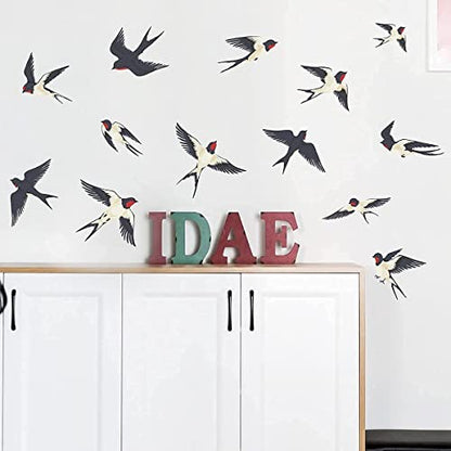 Flock of Birds Wall Decal Removable DIY Flying Sparrow Birds Wall Stickers Peel and Stick Wall Sticker Art Decor for Living Room Bedroom Playroom Office Classroom Window Decorations