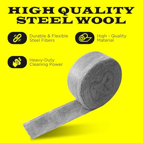 2 Pack SIMBA Steel Wool for Mice Control 3" x 10ft and Scissors & Gloves, Hole and Gap Filler, Protect Home, Garage, Pipeline, Vent, 2pc 3x10ft+Sci+Glo