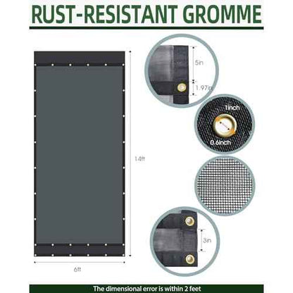 FoundGo 6' x 14' Dump Trailer Tarp [18oz] Heavy Duty Dump Truck Mesh Tarp with Grommets Vinyl Coated Waterproof Truck Cover with Double Pocket incl. 4X Elastic Rope