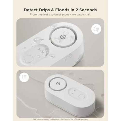 GoveeLife Water Leak Detector 5 Pack with 105dB Adjustable Alarm, Water Alarm with Dual Sets Sensor Probes Leaks and Floods. Suit for Home, Basement, and Kitchen(Cannot Connect to Wi-Fi Directly)