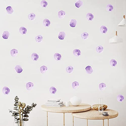 Polka Dot Wall Decals Removable Watercolor Wall Sticker for Kids Baby Girls Living Room Bedroom Playroom (Lavender Purple)