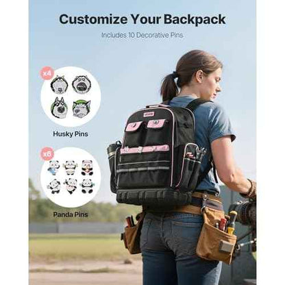 VEVOR Tool Backpack, 56 Pockets, Heavy-duty Tools Storage Organizer Work Bags Backpack with Laptop Compartment & Molded Base, Electrician Jobsite Backpack for Electrician, Repairman, and HVAC Techs