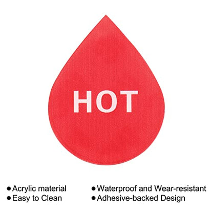 PATIKIL Self Stick Hot/Cold Water Label, 5 Pairs/10 Pack Acrylic Drop Shape Sticker Signs for Faucets Sinks, Red/White, Blue/White