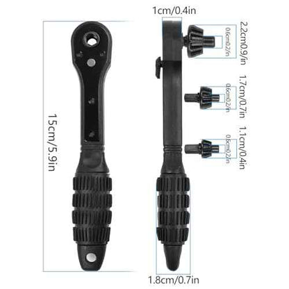 3-in-1 Ratcheting Drill Chuck Key Wrench - Universal Drill Chuck Key Set | Compatible with Electric Drills, Impact Drills & Bench Drills | Quick-Release Chuck Tool for Fast Installation & Removal