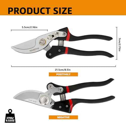 Pruning Shears, 8.5" Professional Garden Shears, SK5 Steel Hedge Clippers, Garden Clippers Handheld, Heavy Duty Garden Scissors Tools, Pruning Shears for Gardening Yard Roadside