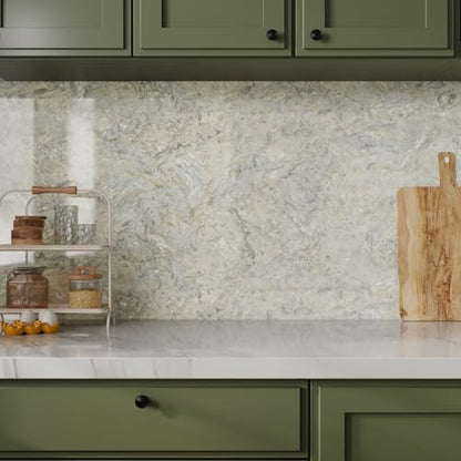VaryPaper Grey Beige Marble Contact Paper for Countertops Waterproof Kitchen Countertop Peel and Stick Marble Wallpaper Removable Self Adhesive Granite Vinyl Wrap for Desk Cabinets Table 15.7''x78.7''