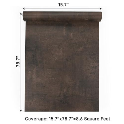 VaryPaper 15.7" x 78.7" Industrial Brown Concrete Wallpaper Peel and Stick Textured Concrete Contact Paper for Countertops Waterproof Self Adhesive Lime Wash Cement Wall Paper for Bedroom Bathroom