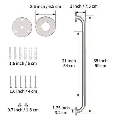36 Inch Anti Slip Shower Grab Bar, Munzong 2 Pack Brushed Nickel Bathroom Grab Bar, Knurled Bathroom Balance Bar,Safety Hand Rail Support Handicap Elderly Injury Senior Assist Bath Handle