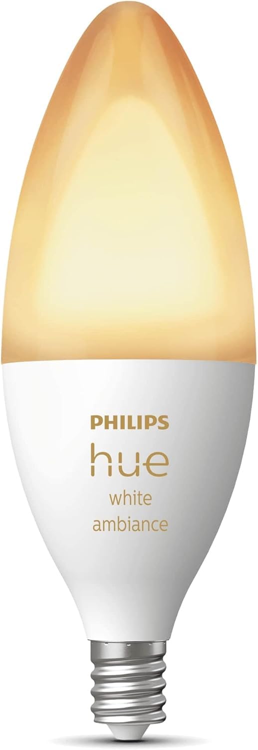 Philips Hue Smart 40W B39 Candle-Shaped LED Bulb - White and Color Ambiance Color-Changing Light - 1 Pack - 450LM - E12 - Control with Hue App - Works with Alexa, Google Assistant and Apple Homekit