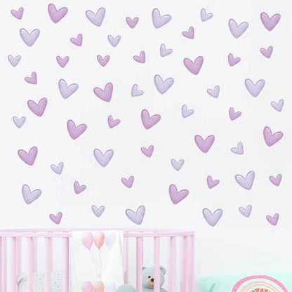 12 Sheets 120 Pcs Purple Love Heart Graphics Wall Stickers, sacinora Romantic Love DIY Wall Decals Removable Vinyl Peel and Stick for Baby Girl Nursery Bedroom Art Home Decorations