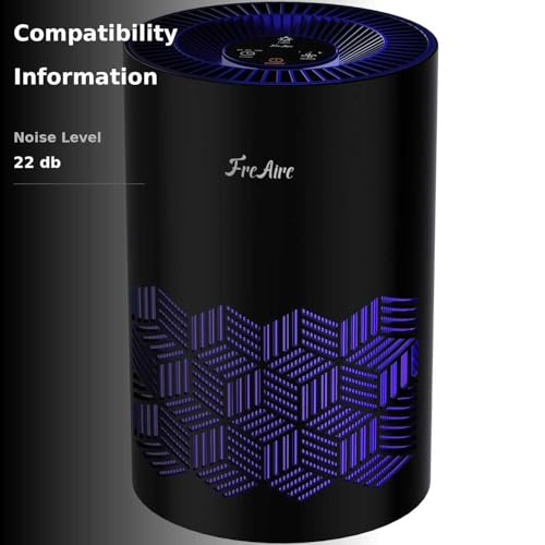 FreAire Air Purifiers for Bedroom Covers Up to 1086 Ft², Air Purifiers for Home, HEPA Air Purifier with Lights, Air Purifier Removes Dust Smoke Pollen Dander Smell, for Home/Pets/Bedroom (Black)