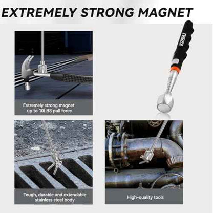 2 Pack Telescoping Magnet Pick-up Tool Set (16lb Pull Force) and LED Extendable Magnetic Pick Up Tools