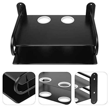 Z-Color Black Metal Double Wireless WiFi Router Storage Box/TV Set Box Shelf Wall Hanging Plug Board Bracket Cable Storage Organizer (Small)