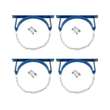 QWORK Steel Wall-Mounted Bracket for Cylinder, 4 Pack Gas Cylinder Bracket with Screws and Safety Chain Supported