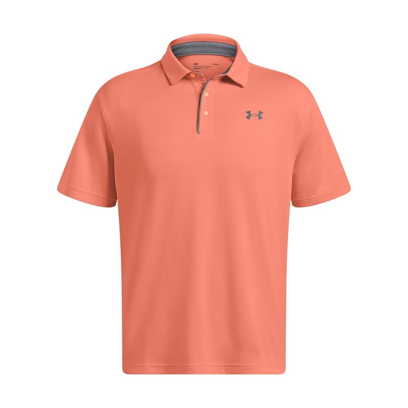 Under Armour Men's Tech Golf Polo, (897) Flare Orange/Pitch Gray/Halo Gray, X-Small