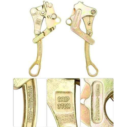 QWORK 6613lb Cable Grip Steel Wire Gripper, 2 Pack 3T Rope Jaw Puller, Clamp Puller