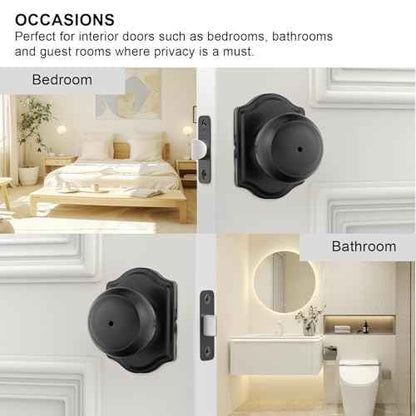 goldenwarm Matte Black Door Knobs Interior, Privacy Door Knob for Bedroom & Bathroom, Black Interior Door Knobs 6 Pack