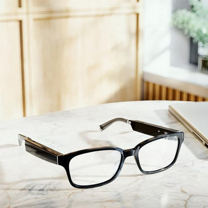 Amazon Echo Frames, an Alexa device (newest model), Smart glasses with Alexa, Modern Rectangle frames in Charcoal Gray with blue light filtering lenses