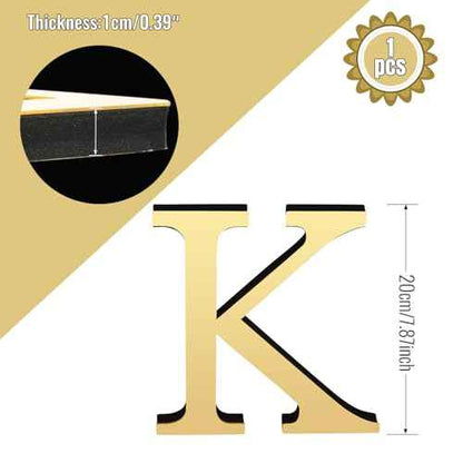 3D Letters for Wall Decor£¬7.87 Inch Gold Elegant Acrylic Letters for Wall Stickers Decor and DIY Home Decoration £¨K,1 pcs£©