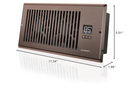 AC Infinity AIRTAP T4 Bronze, Register Booster Fan for 4” x 10” Register Holes, Improves Heating & Cooling Vents, Quiet 10-Speeds, Bluetooth App Control Data Alerts. ONLY FITS 4” x 10” Duct Openings
