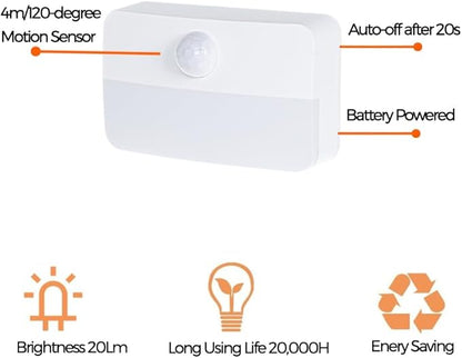 Motion Sensor Night Light Indoor, Rechargeable LED Stair Lights, Warm White Stick-On Closet Lights, Battery Operated Hallway, Cabinet, Bedroom, Kitchen Lamps (6 Pack, White)
