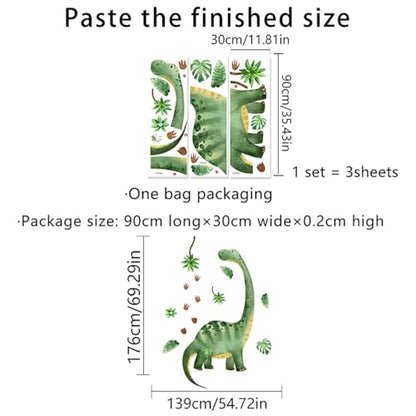 Large Watercolor Dinosaur Wall Decal Sticker, Dino Footprint Neutral Nursery Toddler Playroom Wall Decor