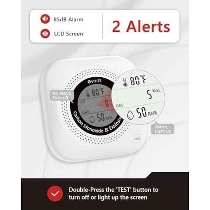 Carbon Monoxide Detectors Plug in, 4 in 1 Natural Gas, CO, Propane, Temp, Humidity & Explosive Gas Alarm for Home, Hotel, Kitchen, Camper