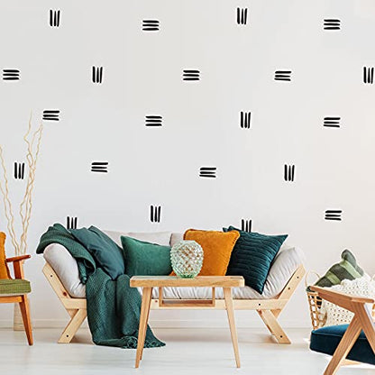 264 Piece Boho Wall Stickers - Modern Peel and Stick Line Wall Decals for Home Office, Bedroom, Nursery, Living Room, Window (Black)