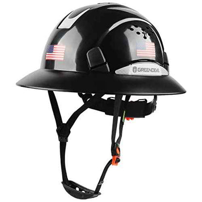 Full Brim Hard Hat Vented Construction Safety Helmet OSHA Approved Cascos De Construccion Work Hardhats with Cooling Towel for Men&Women 6 Point Adjustable Ratchet Suspension