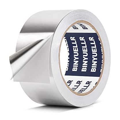Aluminum Foil Tape - 2 Inch x 65 Feet, HVAC Tape Silver Metal Tape for Ductwork, Heavy Duty Duct Tape for Heat Insulation, Reflective Tape, Dryer Vents