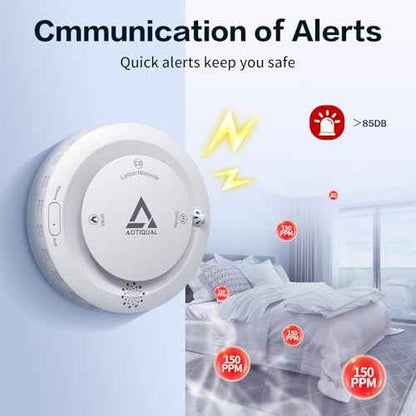 Smoke and Carbon Monoxide and Heat Detector 3-in-1 CO/Smoke/Temp Alarm 10-Year Battery, 85dB Voice Alert, Explosion-Proof ABS, Easy Installation Home Safety Device (Includes AA Batteries)