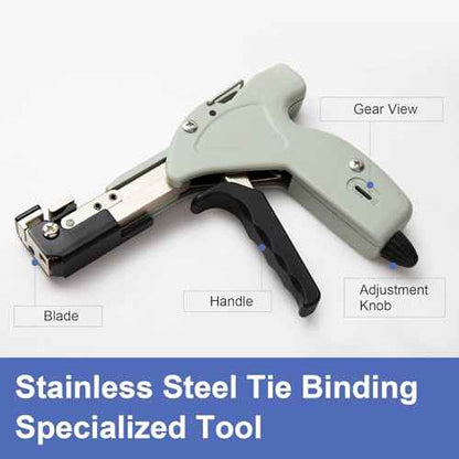 OFFO Metal Zip Tie Cutter, Adjustable Tightening Force Stainless Steel Automatic Cable Tie Cutter Tightening Tool for Stainless Steel Tie Wrap with Free Zip Tie Release Tool, One-handed Mode