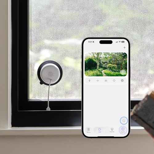 Luna 3MP 2K Window Camera, 2.4GHz WiFi6 Indoor Cameras for Home Security Outdoor, Smart AI Descriptive Motion Alert, Color Night Vision, Stick-On Glass-Mount Wired, Easy & Quick Install