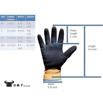 G & F Products Winter Gloves for outdoor cold weather Double Coated Windproof texured Plam and Fingers Acrylic Terry inner keep hands warm at -58F, 12 Pairs X-Large 1528XL, Orange (1528XL-DZ)