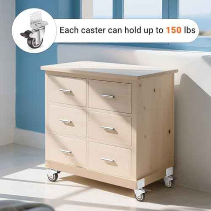 Nefish 2 Inch Side Mount Casters Wheels 12 Pack, L-Shaped Rubber Casters Wheels for Furniture, Plate Castors 2 X 4, Durable Heavy Duty Castor Wheels for Cabinet, Boxes, DIY, Desk, Table, Crib