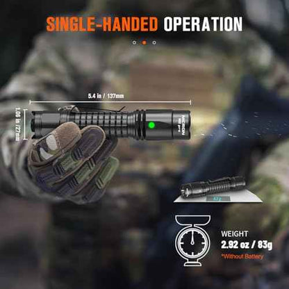 NICRON N8pro Tactical Flashlight, 1700 High Lumens Super Bright Rechargeable Flashlights with 6 Modes Double Switch, 1496ft Long Distance Powerful Flash Light, IP68 Waterproof for Patrol Duty