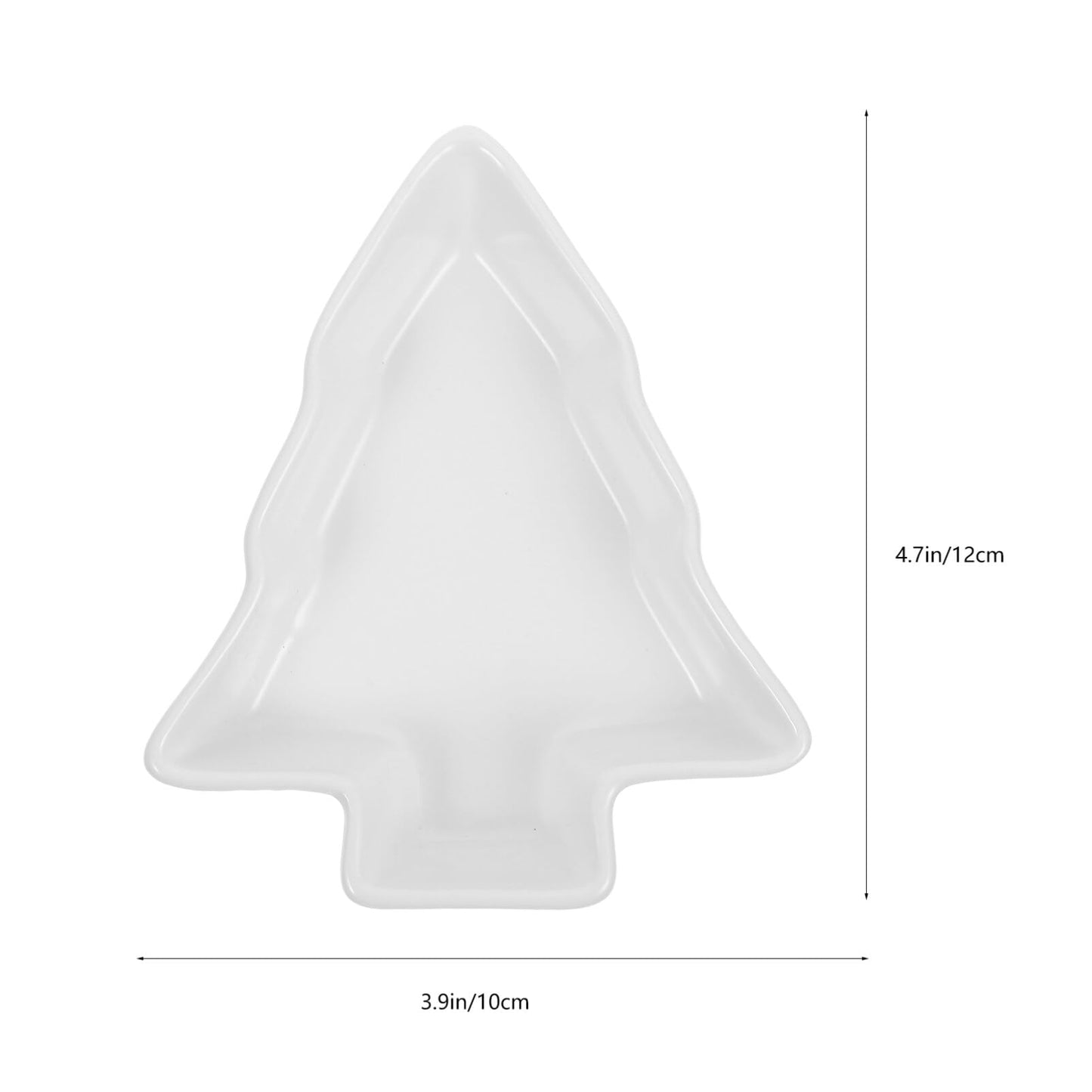 DOITOOL 2Pcs Christmas Tree Shaped Plates Ceramic Christmas Serving Tray Dishes Snack Candy Appetizer Serving Platters Cookies Candy Container for Holiday Party Decorations, White