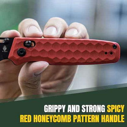 Kizer Task Pocket Knife, 3.04 Inch Nitro V Sheepsfoot Blade EDC Folding Knife with Innovative Clutch Lock, Spicy Red G10 Handle Camping Knives, Small Hunting Knives with Thumb Stud Opener, V3641A2