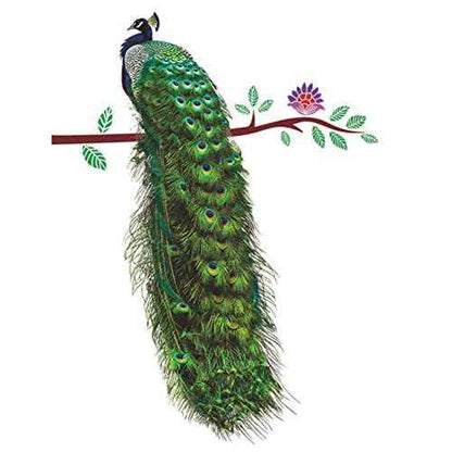 Nature Series Flower Peacock Garden Vinyl Removable DIY Wall Art Mural Sticker Decor Decal - Lady's Bedroom Office Sitting Living Room Hallway Kitchen Glass Door Window Nursery 26"H X 23"W